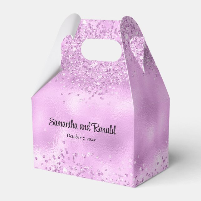 Elegant Faux Lilac Glitter och Foil Bröllop Presentaskar (Framsidan Sidan)