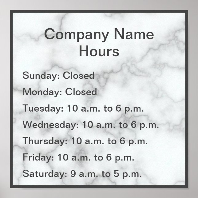 Elegant Faux Marble-timmar Poster (Framsidan)