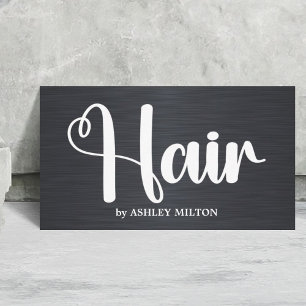 Elegant Faux Metall Black White Hair Salon Visitkort