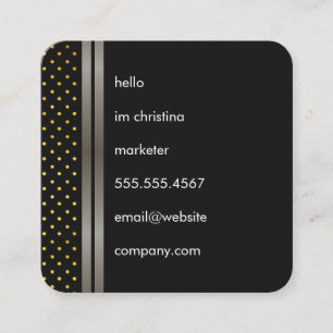 Elegant Faux Metallic Dubbla Trim med Polka dots Fyrkantigt Visitkort
