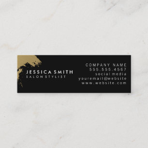 Elegant Faux Metallic Guld Black Variation II Mini Visitkort