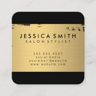 Elegant Faux Metallic Guld Brushed Fyrkantigt Visitkort