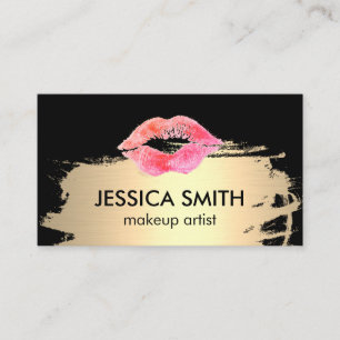 Elegant Faux Metallic Guld med Kiss Visitkort