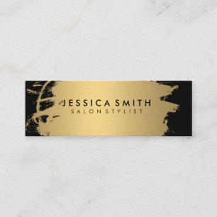 Elegant Faux Metallic Guld och Black Mini Visitkort