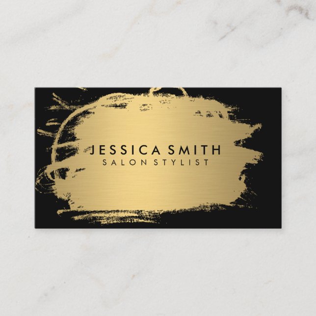 Elegant Faux Metallic Guld och Black Visitkort (Framsida)
