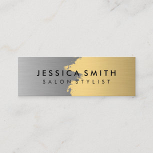 Elegant Faux Metallic Guld och Silver Brushed Mini Visitkort