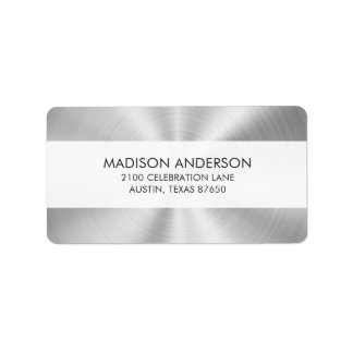 Elegant Faux Metallic Shiny Silver Adressetikett
