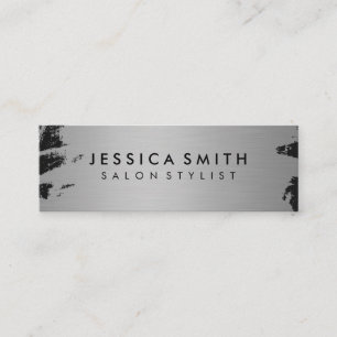 Elegant Faux Metallic Silver och Black Mini Visitkort