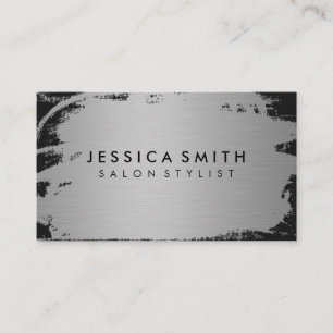 Elegant Faux Metallic Silver och Black Visitkort