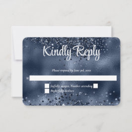 Elegant Faux Mörk blått Glitter & Foil Bröllop OSA Kort