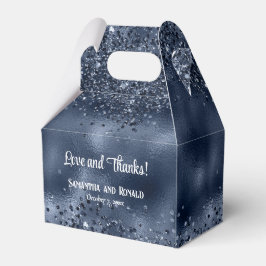 Elegant Faux Mörk blått Glitter och Foil Bröllop Presentaskar