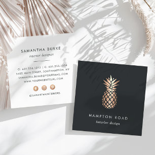 Elegant Faux Pineapple Fyrkantigt Visitkort