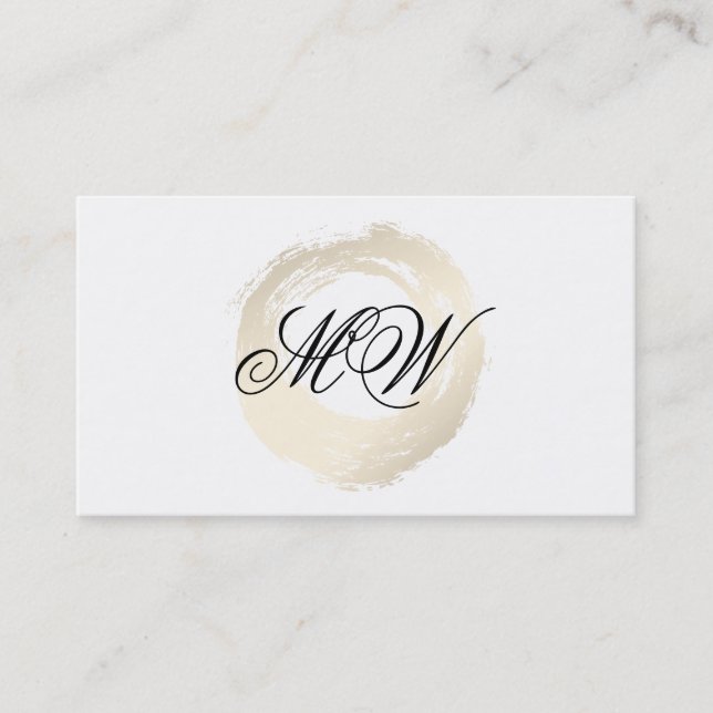 Elegant Faux Platinum Brushed Finare Monogram Visitkort (Framsida)