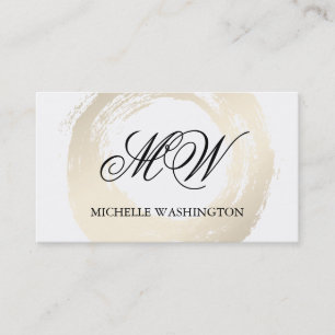 Elegant Faux Platinum Brushed Finare Monogram Visitkort