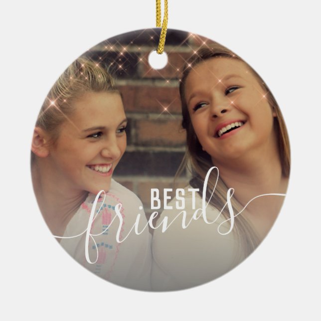 Elegant faux ro guld anpassningsbar best kompisfot julgransprydnad keramik (Framsidan)