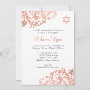 Elegant Faux Ro Guld, Bat mitzvah Inbjudan