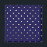 elegant faux ro guld blå polka dots magnet<br><div class="desc">Elegant och modern utformning av polka dots.</div>