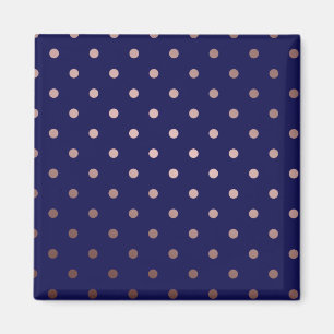 elegant faux ro guld blå polka dots magnet