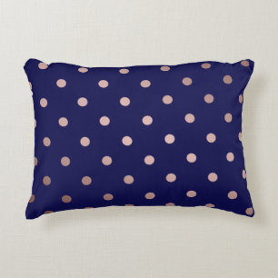 elegant faux ro guld blå polka dots prydnadskudde