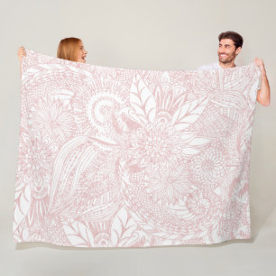Elegant faux ro guld blommigt mandala design fleecefilt