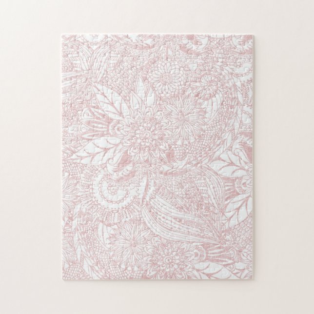 Elegant faux ro guld blommigt mandala design pussel (Vertikal)