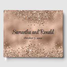 Elegant Faux Ro Guld Glitter och Foil Bröllop Gästböcker