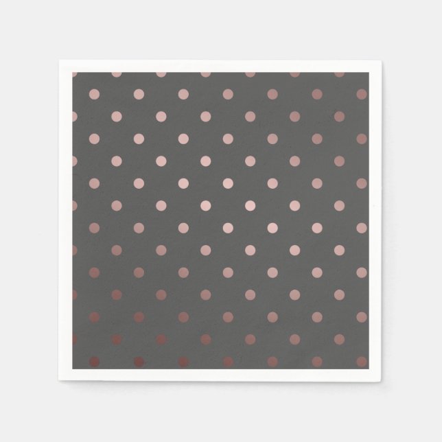 elegant faux ro guld grått polka dots pappersservett (Framsidan)