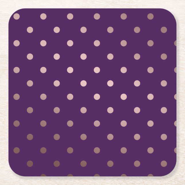 elegant faux ro guld lila polka dots underlägg papper kvadrat (Framsidan)