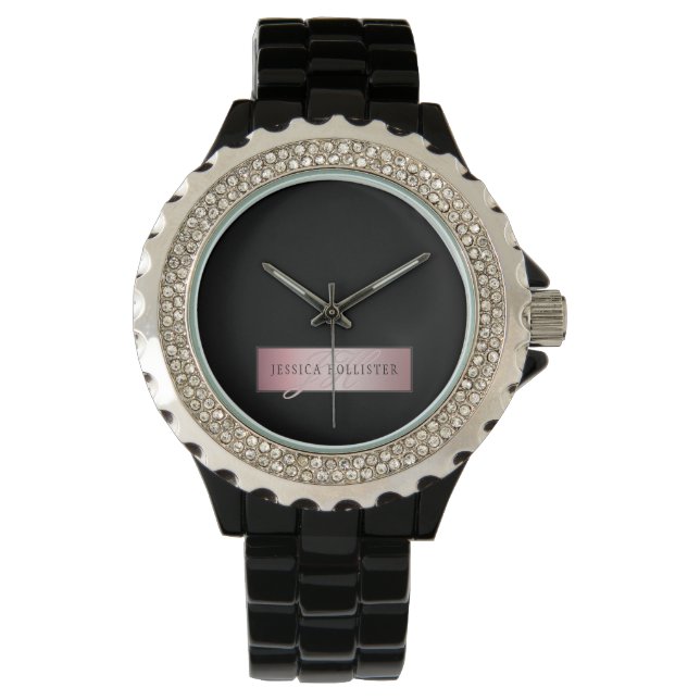 Elegant  Faux Ro Guld | Namn och Initialer Armbandsur (Framsida)