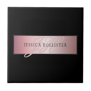 Elegant  Faux Ro Guld   Namn och Initialer Kakelplatta