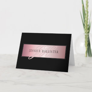 Elegant Faux Ro Guld Namn och Initialer Kort