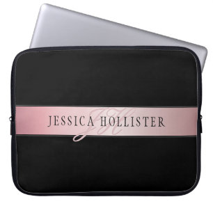 Elegant  Faux Ro Guld   Namn och Initialer Laptop Fodral