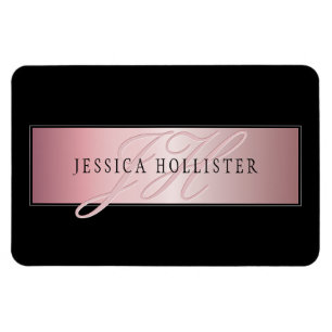 Elegant Faux Ro Guld Namn och Initialer Magnet