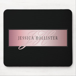 Elegant Faux Ro Guld Namn och Initialer Musmatta