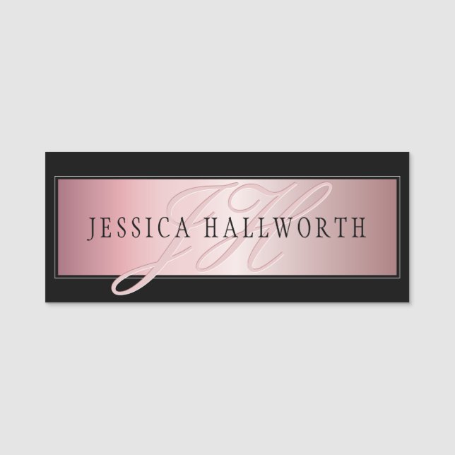 Elegant  Faux Ro Guld | Namn och Initialer Namnbricka (Framsida)