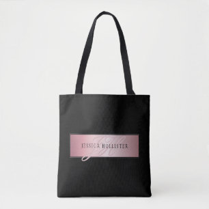 Elegant Faux Ro Guld Namn och Initialer Tygkasse