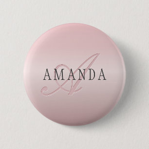 Elegant Faux Ro Guld Namn och Monogram Knapp