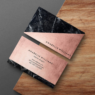 Elegant Faux Ro Guld och Black Marble Visitkort