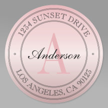 Elegant Faux Ro Guld Ombre Rosa Monogram Adress