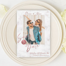 Elegant Faux Ro Guld Photo Bröllop spara datum Spara Datumet