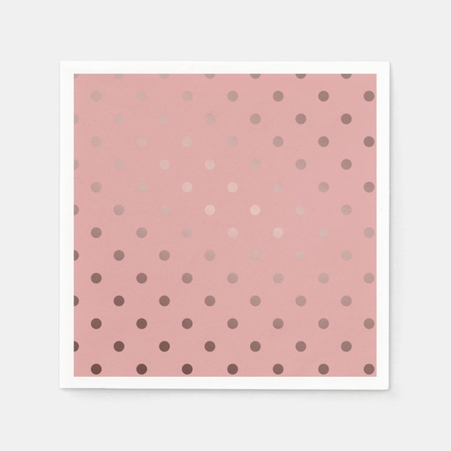 elegant faux ro guld rosa polka dots pappersservett (Framsidan)