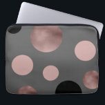 elegant faux ro guld  rosa svarta cirklar laptop fodral<br><div class="desc">Modern utformning och snyggt som representerar faux ro guld,  rosa och svart cirklar på grått-bakgrund.</div>