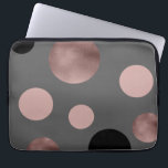 elegant faux ro guld  rosa svarta cirklar laptop fodral<br><div class="desc">Modern utformning och snyggt som representerar faux ro guld,  rosa och svart cirklar på grått-bakgrund.</div>