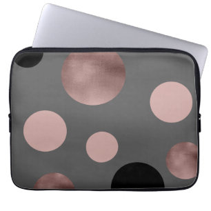 elegant faux ro guld  rosa svarta cirklar laptop fodral