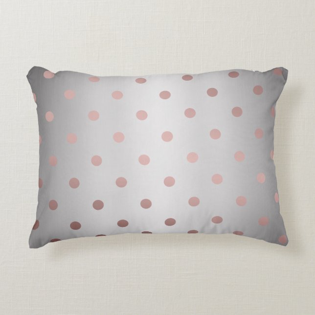 elegant faux ro guld silver polka dots prydnadskudde (Framsidan)