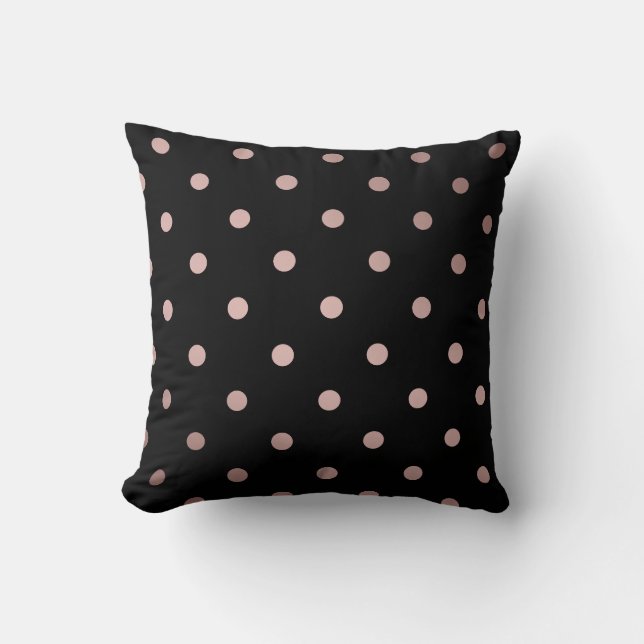 elegant faux ro guld svarta polka dots kudde (Framsida)