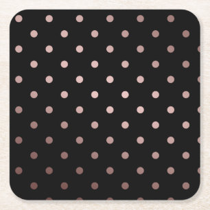 elegant faux ro guld svarta polka dots underlägg papper kvadrat