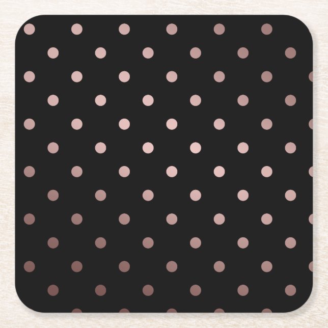 elegant faux ro guld svarta polka dots underlägg papper kvadrat (Framsidan)