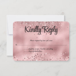 Elegant Faux Rosa Glitter & Foil Bröllop OSA Card Kort