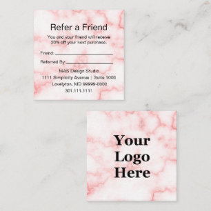 Elegant Faux Rosa Marble Business Logotyp Rabattkort